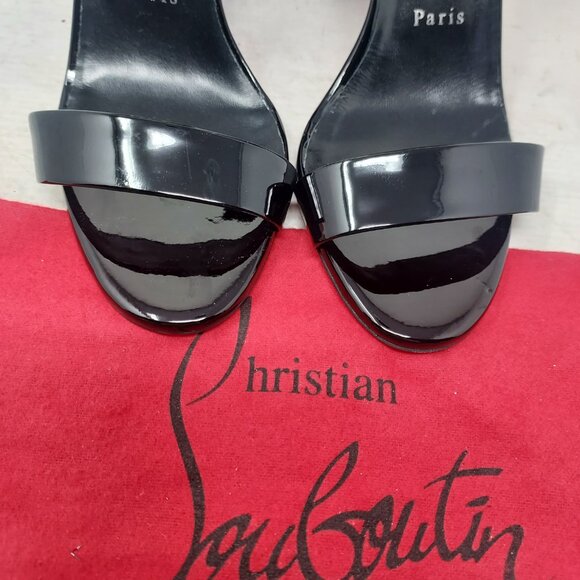 CHRISTIAN LOUBOUTIN Miss Sabina Black Ankle Strap Block Heel Sandal - Picture 9 of 12
